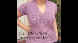 Easy VNeck Crochet SweaterFree Crochet Pattern [upl. by Ainivad370]