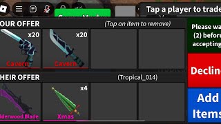 MM2 TRADE ELDERWOOD BLADE AND 4 XMAS WFL [upl. by Chuch]