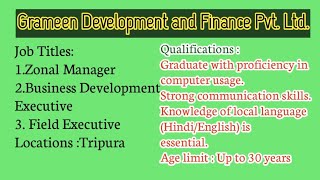 Job Recruitment inTripuraGrameen DevelopmentampFinance PvtLtdShortGuide123youtube [upl. by Aziul2]