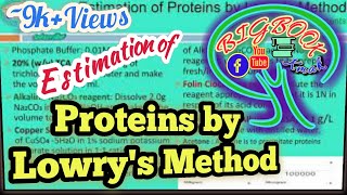 Quantitative Estimation of Proteins by Lowry’s Method [upl. by Ekusuy]