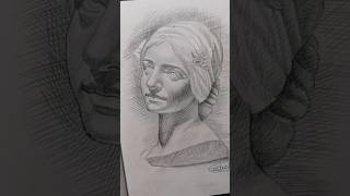 cross hatching technique portrait shorts youtubeshorts art [upl. by Olimreh704]