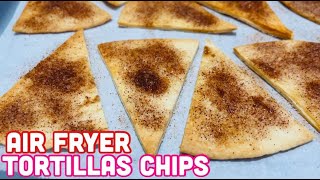 Air Fryer Tortillas Cinnamon Sugar Chips  Tortillas Chips In The Air Fryer [upl. by Irdua603]