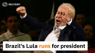 Brazils Lula launches presidential bid [upl. by Jeu]