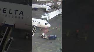 Delta catches fire on airport gate shortsviral aviation [upl. by Leakim]