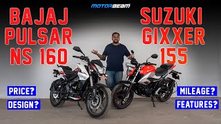 2023 Suzuki Gixxer 155 vs Bajaj Pulsar NS 160  Whats New amp Better Now  MotorBeam [upl. by Davita]