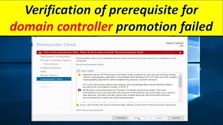 Verification of prerequisite for domain controller promotion failed  Active directory error [upl. by Assilaj]