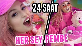 24 SAAT BOYUNCA HER ŞEY PEMBE Pembe Baklava Pembe Saçlarım Araba [upl. by Elokkin]