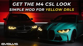 How to add Yellow DRLs like the M4 CSL or M5 CS  Motorsport CSL Yellow LED Module Install [upl. by Ynabla]