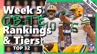 Week 5 Quarterback amp Tight End Rankings Top 32  Fantasy Football [upl. by Eeslek]