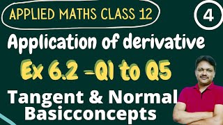 Application of Derivative Part 4 class 12 Applied mathematics  Ex 62 Q1 to Q5  Tangent and Normal [upl. by Fontana264]