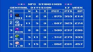 Tecmo Super Bowl NES Season Mode 1991 NFL Standings  Playoff Bracket [upl. by Wehttam]