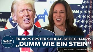 ANGSTGEGNERIN KAMALA HARRIS WutWahlkampf  Donald Trump greift Kontrahentin scharf an  WELT Thema [upl. by Iris448]