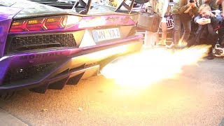 Lamborghini Aventador S with Straight Pipe Capristo Exhaust shooting HUGE FLAMES Insane Sound [upl. by Melina]