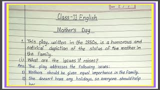 Mothers day class 11 question answer  mothers day class 11 important questions and answers [upl. by Nonnaihr365]