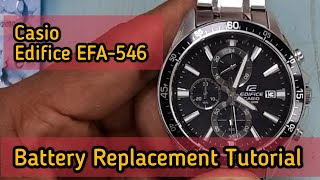 Casio edifice EFA546 Battery Replacement Tutorial  Watch Repair Channel [upl. by Aliac]