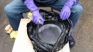 Stripping a Cast Iron Skillet with EasyOff Oven Cleaner  Plus Seasoning amp Maintenance [upl. by Akeimahs]