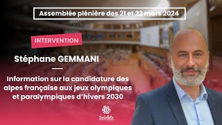 Information sur la Candidature des Alpes françaises aux JOP dhiver 2030  S GEMMANI [upl. by Idonna]