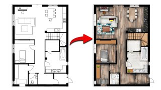 PART 01 Easy Plan Render  Single House Plan Render in Photoshop 2023 [upl. by Ahsad]