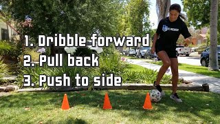 3 Cone Soccer Drills  Dribble in every direction [upl. by Aryhs]