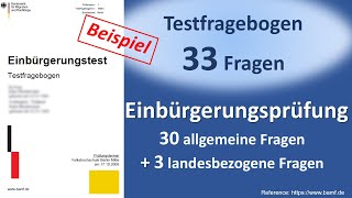 Einbürgerungstest Testfragebogen 33 Fragen [upl. by Kleon]