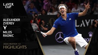 Alexander Zverev v Milos Raonic Laver Breaker  Laver Cup 2019 Final Match [upl. by Reh]