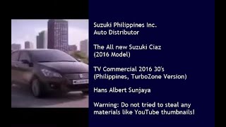 Suzuki Ciaz VC 2016 Model TVC 2016 30s Philippines TurboZone Version [upl. by Karil]