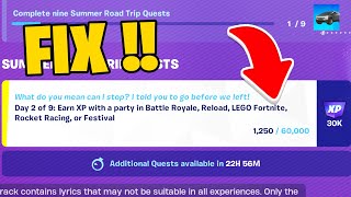 Earn XP With a Party in Battle Royale Reload Lego Fortnite Rocket Racing or Festival Fortnite Quest [upl. by Snahc520]