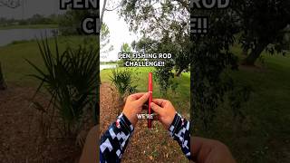 PEN FISHING ROD CHALLENGE 😮 bassfishing shorts [upl. by Lidia]