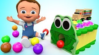 Frog Color Balls Wooden Hammer Toy Set 3D  Little Baby Play Learning Colors for Children Kids Toys [upl. by Adnah]