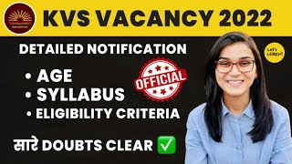 KVS Vacancy 2022  Official Syllabus Age Eligibility Criteria Exam Pattern for KVS PRT TGT PGT [upl. by Mehalek]