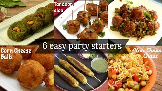 6 easy starters for new year party  Party appetizer  snack ideas  Easy and quick party recipes [upl. by Assetniuq512]