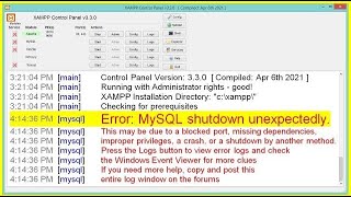 FIXED XAMPP Error MySQL shutdown unexpectedly [upl. by Remmos445]