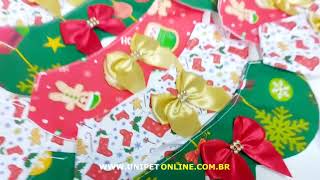 Gargantilha PET Tricoline Estampado de Natal UniPETOnline [upl. by Cheadle]