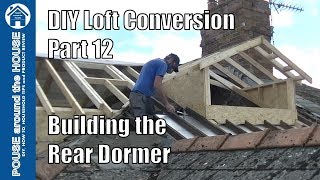 Loft conversion part 12  Build the rear dormer Pitched roof dormer construction amp Velux frame [upl. by Ynnek]