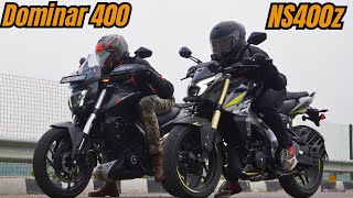 NS400z vs Dominar 400 Drag Race [upl. by Ailak]