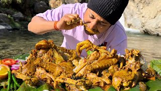 Eating by the river 🌊 RECIPE amp MUKBANG  STICKY amp YUMMY COUNTRY CHICKEN WITH PAHADI LOCAL SALAD [upl. by Ajan]