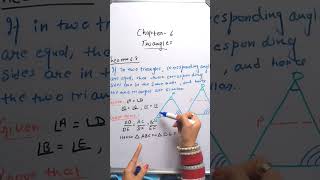 Theorem 63 Class 10  Triangles  Class 10 Maths  NCERT shorts maths ytshorts [upl. by Kalikow]