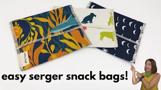 How to sew a snack bag on a serger  Easy beginner serger project [upl. by Swerdna]