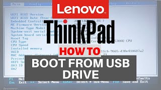 How to Boot Lenovo ThinkPad Laptop from USB Drive  Lenovo Bios Settings [upl. by Reta60]