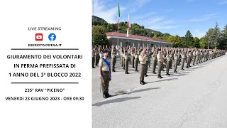 Giuramento dei Volontari in Ferma Prefissata di 1 anno del 3° Blocco 2022 [upl. by Refinaj517]