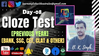 Cloze Test  SSC  Previous Year  Set  08  Competitive English  B K Singh [upl. by Nail]