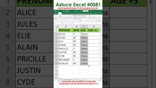 Incrémentation et décrémentation excel bureautique informatique graceartistiqueacademy [upl. by Malo]