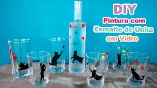 DIY Pintura com esmalte de unha em copo de vidro [upl. by Ahtnama]