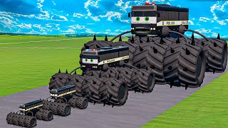 Big amp Small Long Bus Police Lightning McQueen Thorns vs Thomas Trains  BeamNGdrive [upl. by Lak]