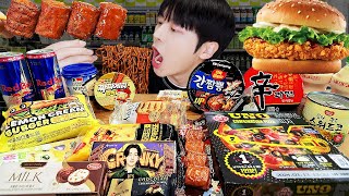 ASMR MUKBANG  편의점 직접 만든 불닭볶음면 짜파게티 김밥 디저트 먹방 amp 레시피 FIRE NOODLES HOTDOG EATING [upl. by Letizia]