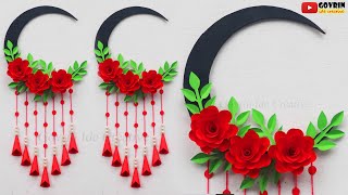 How To Making Of Cute Wall Art Using Paper Rolls [upl. by Siuqramed]