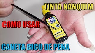 Como usar Tinta Nanquim e Caneta Bico de Pena para Adesivos Artesanais [upl. by Gaivn]