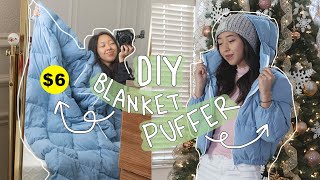 DIY Make A Puffer Jacket From An Old Blanket  Thrifted Transformations coolirpa [upl. by Letty242]