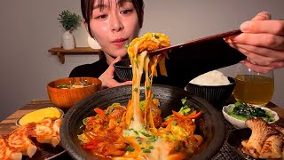 【ASMR】チーズダッカルビ定食치즈닭갈비 EatingSounds モッパン 咀嚼音 먹방 [upl. by Ennovi372]