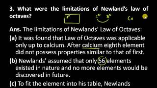 3 What were the limitations of Newland’s law of octaves [upl. by Spiegelman]